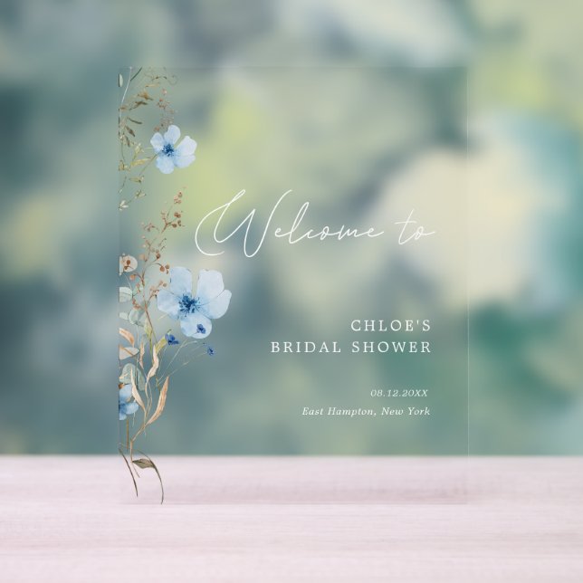 Panneau En Acrylique Something Blue Wildflower Bridal Shower (Neutre)