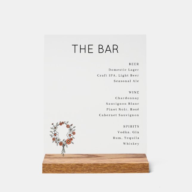 Panneau En Acrylique Sophisticated Minimalist Beverage Menu (Recto)