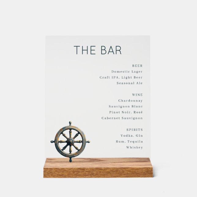 Panneau En Acrylique Sophisticated White Minimalist Bar Menu (Recto)