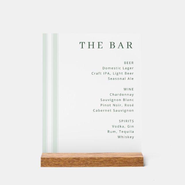 Panneau En Acrylique Sophisticated White Minimalist Bar Menu (Recto)