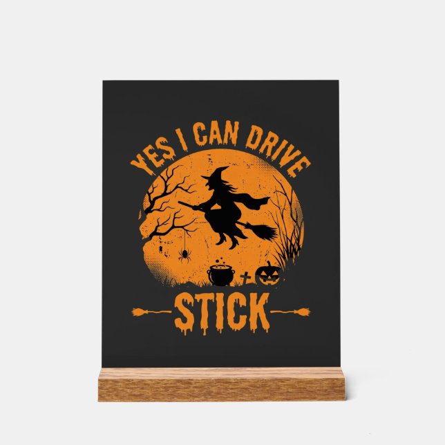 Panneau En Acrylique Sorcière d'Halloween Drive Stick Graphique_1 (Recto)