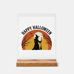 Panneau En Acrylique Sorcière Vintage Joyeux Halloween Design de T-shir