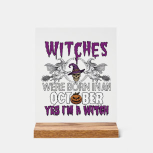 Panneau En Acrylique Sorcières Octobre Halloween Crâne Chapeau de Sorci