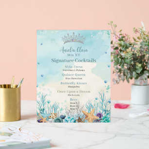 Panneau En Acrylique Sous la mer Quinceanera Cocktails Bar Menu