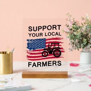 Panneau En Acrylique Soutien cool aux agriculteurs locaux tracteur