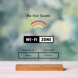 Panneau En Acrylique Soyez notre Mariage invité WIFI Information Mot de
