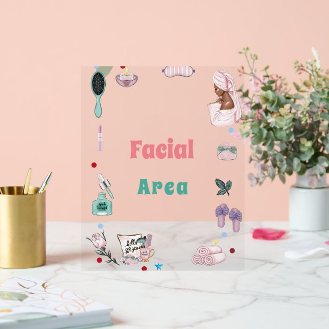 Panneau En Acrylique Spa Party Pamper Anniversaire du visage (Mariage)