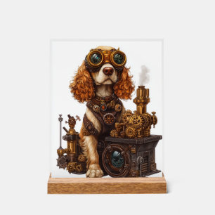Panneau En Acrylique Spaniel Steampunk - Inventeur de chien victorien