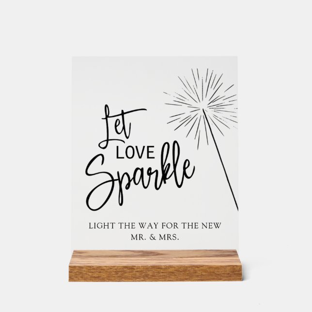 Panneau En Acrylique Sparkler Sendoff, Allumer le chemin, signe Mariage (Recto)