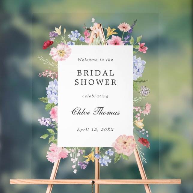Panneau En Acrylique Spring Floral Frame Bridal Shower (Neutre)