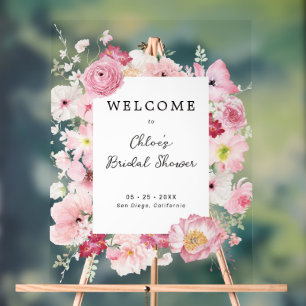 Panneau En Acrylique Spring Pastel Floral Fête des mariées Welcome