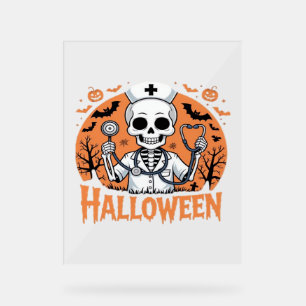 Panneau En Acrylique Squelette de l'infirmière d'Halloween Essential T-