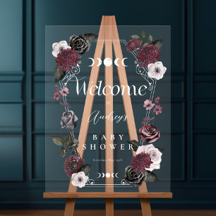 Panneau En Acrylique Squelette gothique Mains Baby shower coeur Bienven