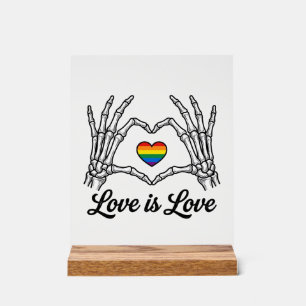 Panneau En Acrylique Squelette Mains Arc-en-ciel Cœur Amour Est Amour C