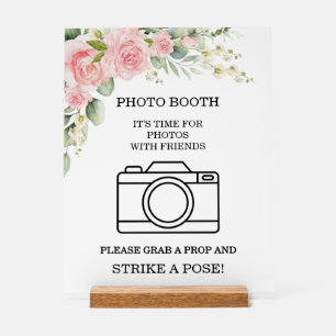 Panneau En Acrylique Stand photo élégant rose pour mariage 