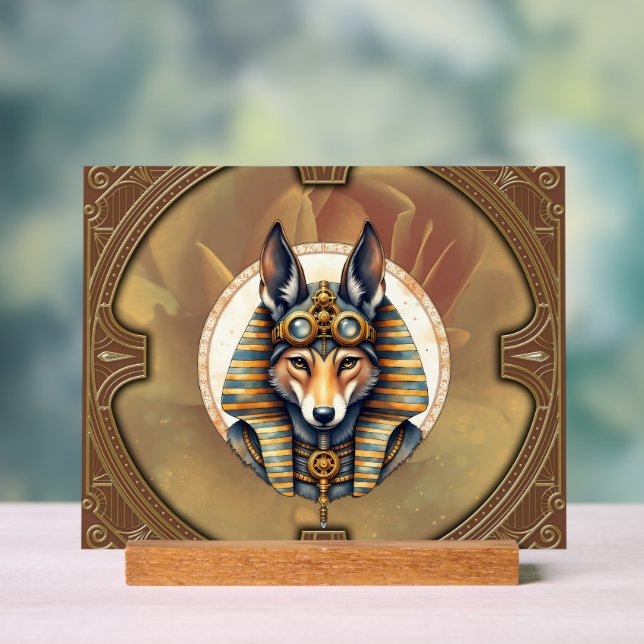 Panneau En Acrylique Steampunk Anubis Fox Portrait (Neutre)