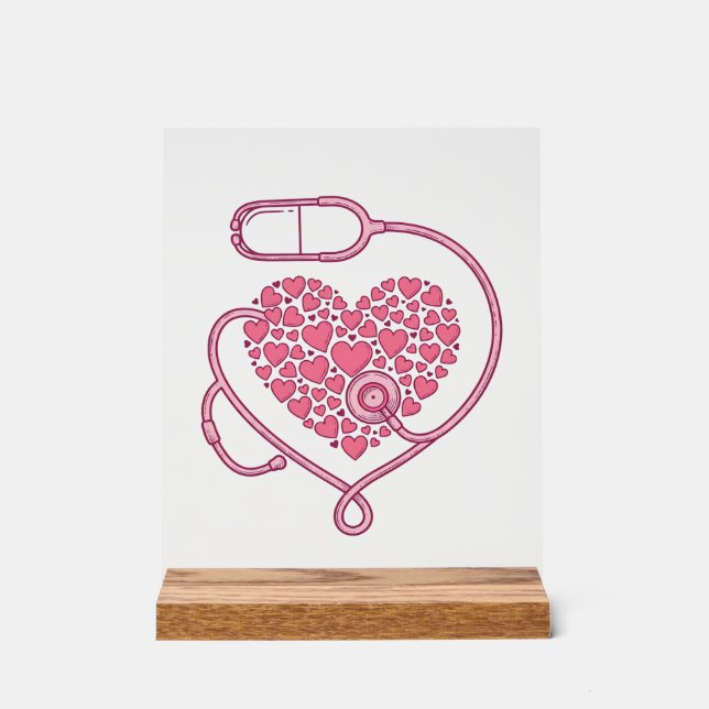 Panneau En Acrylique Stéthoscope Cardiaque Design de Chemise Vectoriel  (Recto)