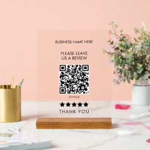 Panneau En Acrylique Style S'Il Vous Plaît Nous Laisser Un Avis QR Code