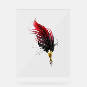 Panneau En Acrylique Stylo rouge en plumes avec nib or