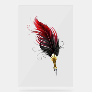 Panneau En Acrylique Stylo rouge en plumes avec nib or