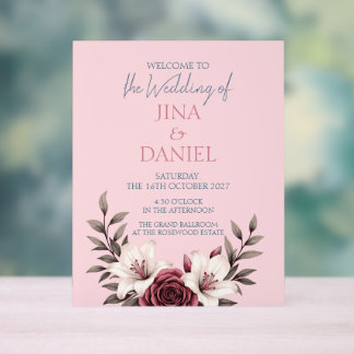Panneau En Acrylique Suite fleurie sophistiquée Micro-Mariage (rose)