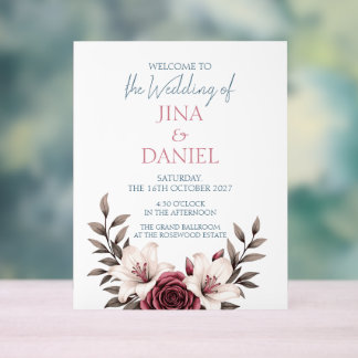 Panneau En Acrylique Suite Florale sophistiquée Micro-Mariage (blanche)