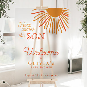 Panneau En Acrylique Sun baby shower ici vient le fils bienvenue