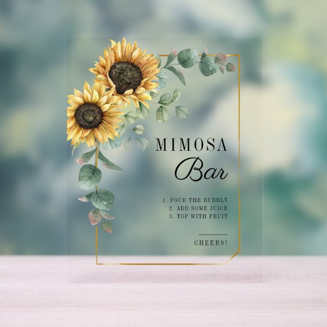 Panneau En Acrylique Sunflower Eucalyptus Fête des mariées Mimosa Bar (Neutre)