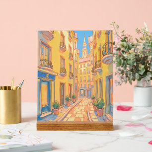 Panneau En Acrylique Sunny European Street Architecture confortable Art