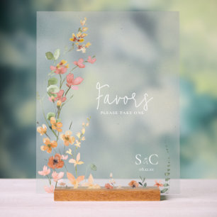 Panneau En Acrylique Sunny Fleur sauvage Wedding Favors Gradient ID1023