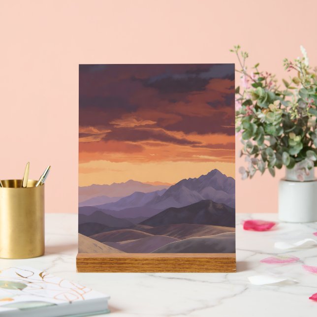 Panneau En Acrylique Sunset Mountain Range Vector Landscap (Mariage)