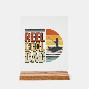Panneau En Acrylique Super Papa T-Shirt Vintage de pêche Design_1