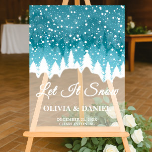 Panneau En Acrylique Superposition de neige Mariage d'hiver Bienvenue F