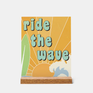 Panneau En Acrylique Surfez sur la vague Thème de surf inspirant Positi