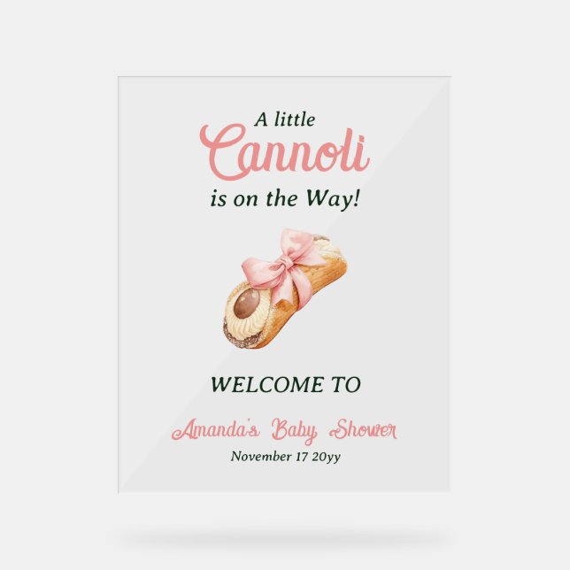 Panneau En Acrylique Sweet Cannoli Pink Bow Girl Italian Baby Shower (Recto)