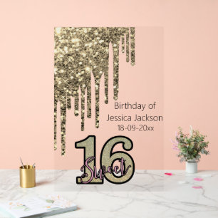 Panneau En Acrylique Sweet sixteen or rose rose pâle