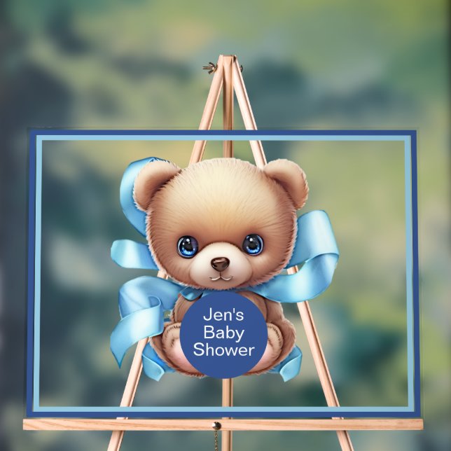 Panneau En Acrylique Symbole acrylique Baby shower bleu Ours Teddy (Neutre)