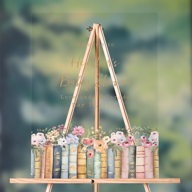 Panneau En Acrylique Symbole acrylique Baby shower livre (Book Welcome Baby Shower Acrylic Sign by Painted Paperie
)