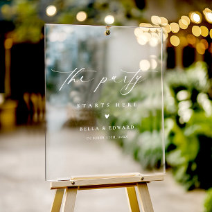 Panneau En Acrylique Symbole acrylique de bienvenue de mariage élégant