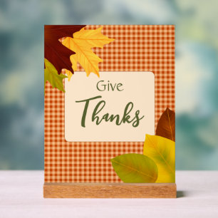 Panneau En Acrylique SYMBOLE ACrylique En vichy Thanksgiving Automne