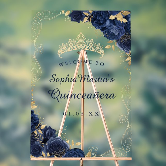 Panneau En Acrylique SYMBOLE ACrylique Floral Quinceanera Gold Swirl Ma (Neutre)