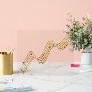 Panneau En Acrylique Symbole acrylique Gold Musical Notes