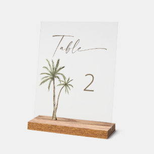 Panneau En Acrylique Symbole acrylique Numéro de table Palm Tree