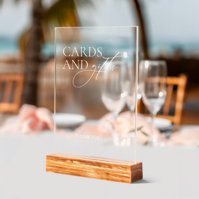 Panneau En Acrylique Symbole acrylique simple Eleagnt Wedding Cartes &  (Simple Eleagnt Wedding Cards & Gifts Acrylic Sign)