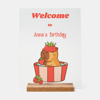 Panneau En Acrylique Symbole d'anniversaire de Capybara | Symbole de la