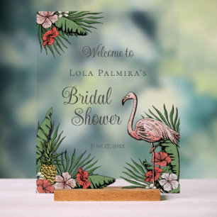 Panneau En Acrylique Symbole de Fête des mariées de Flamant rose rose f