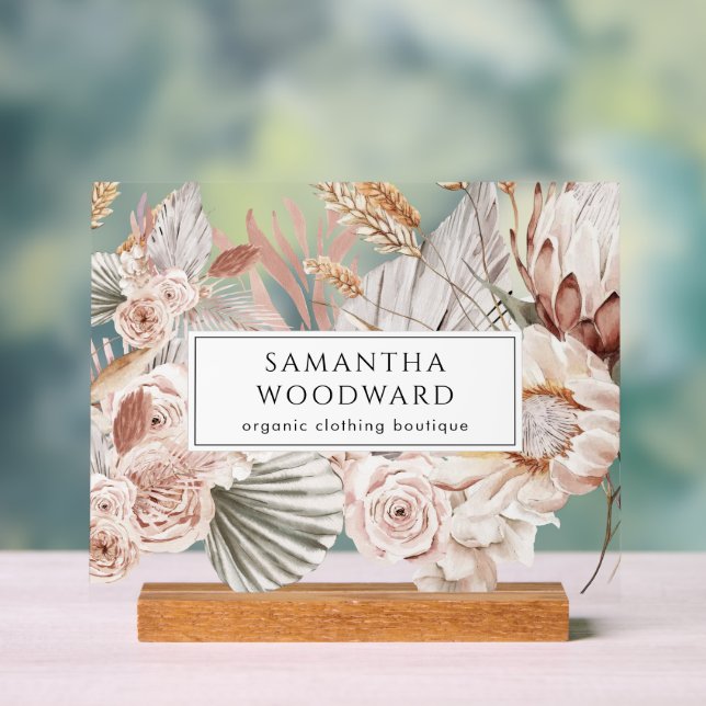 Panneau En Acrylique Symbole de marque de vêtements Fleur sauvage Boho (Neutre)