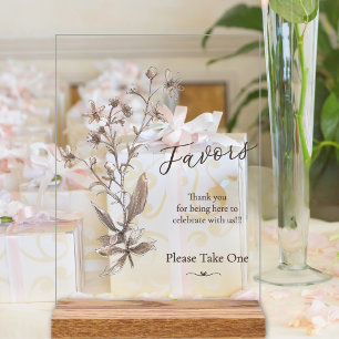 Panneau En Acrylique Symbole des faveurs de mariage Fleur sauvage rusti