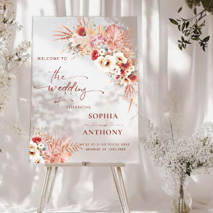 Panneau En Acrylique SYMBOLE Mariage Acrylique Floral Boho Blush Terrac
