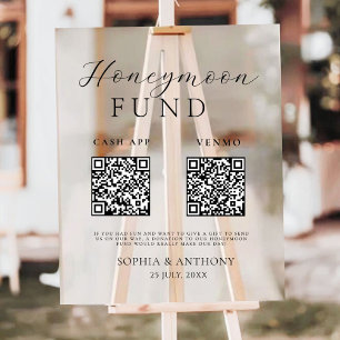 Panneau En Acrylique Symbole Mariage acrylique QR Code Modern Honeymoon